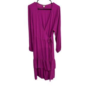 Knox Rose Womens Magenta Wrap Dress Sz XL Maxi Ruffle